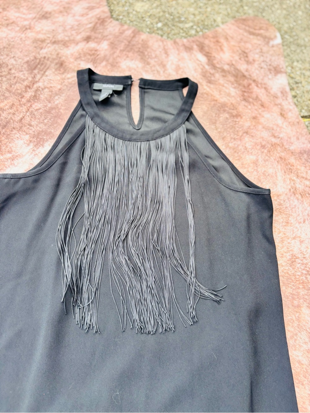 Alfani Black Fringe Halter Camisole